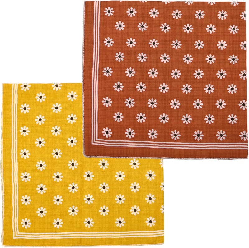 Acigbetter 2 Pack Soft Cotton-Blend Bandana for Women and Men, 21.6''x 21.6'' Neck Head Scarf Summer Thin Bandana Headband - Image 1